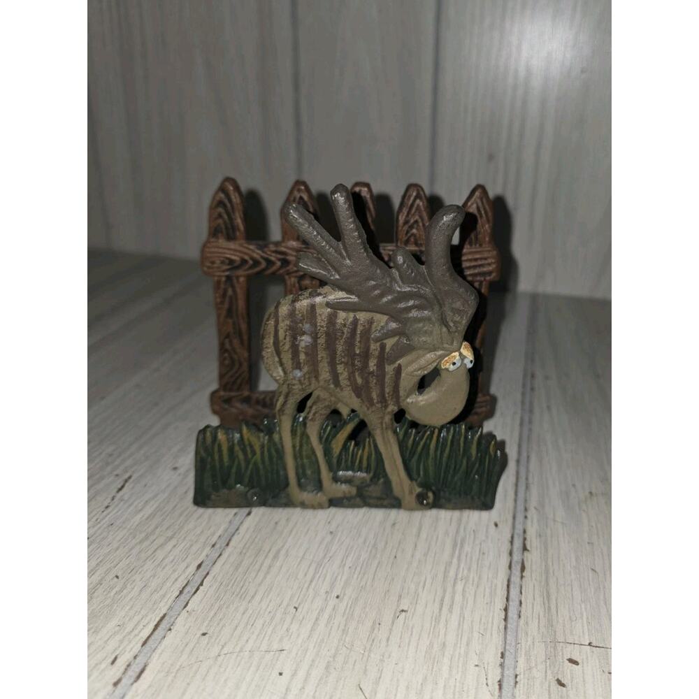 Vintage Cat Iron Moose Napkin Holder Cartoon Looking Kitchen Table Decor